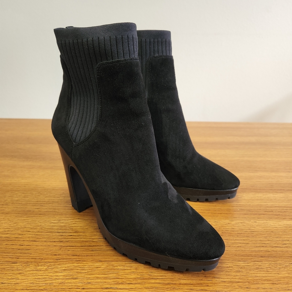 Rebecca Minkoff Dessey Platform Chelsea Boot Black Suede